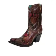 CORRAL Women's Python Leather Short Top Snip Toe Cowgirl Boots C2799