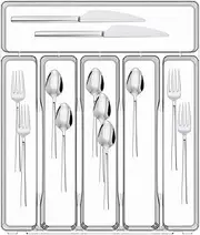 Home Silverware Organizer | Adjustable Cutlery Storage Drawer,Kitchen Utensil Drawer Organizer for forks, Spoons, Tongs, Cutlery, Whisks