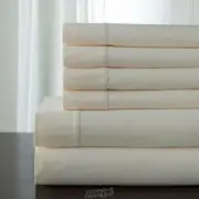 Camden 350TC 6-piece Bed Sheet Fitted Flat (4) Pillowcase Set Ivory King Cotton