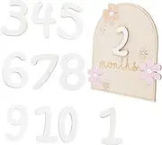 QUMIIRITY Baby Milestone Growth Cards Wooden Commemorative Plaque Record Baby's Growth Cutest Cards