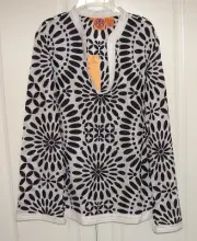 NWT Tory Burch size 8 navy/white cotton embroidered Stephanie tunic top $395