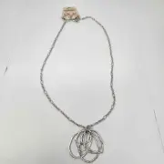 Silver Tone Multi Circle Pendant Long Chain Necklace Dangle Drop Hook Earrings