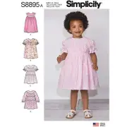 Simplicity Sewing Pattern 8895 Girls Toddlers Dress Size 1/2-4