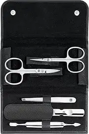 ZWILLING 5 Piece Genuine Leather Manicure Set with Press Stud - Black