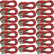 20 LOT PACK RED 6 ft foot 3 pin XLR M/F shielded microphone mic audio cables NEW