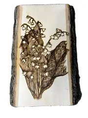 Pyrography wood burning Coaster Cutting Cheese Board Centerpiece Gift Lily