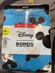 BONDS ZIP WONDERSUIT Disney Mickey Heads Blue Sz 2 Bnip (Acc632