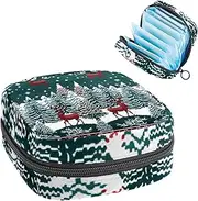 Period Bag,Sanitary Napkin Storage Bag,Deer Christmas and New Year,Tampon Holder for Purse