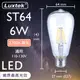 【LUXTEK】LED 燈泡 復古木瓜型 6W E27 節能 透明罩／琥珀罩 黃光（ST64）