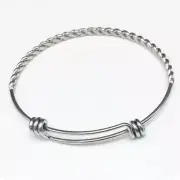 10pcs Twisted Wire Bangle Bracelet Silver Stainless Stell Lead and Nickel free