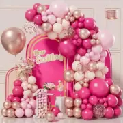 Hot Pink Balloon Garland Kit,114Pcs Pink Balloons Garland Arch Kit with Hot PInk