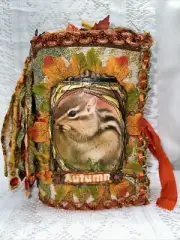 “Autumn” Junk Journal Textile Art Mixed Média