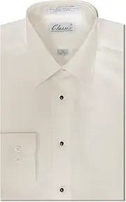 [OmegaTux] Men's Microfiber Tuxedo Dress Shirt Laydown Collar, Non Pleat