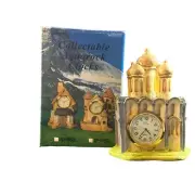 AQUAROCK CLOCKS Resin Temple Quartz Clock in box Gold Tone Small 2.5 x 1.5 x 4.