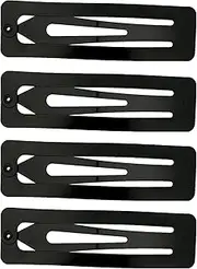 Snap Hair Clips 4PCS 7cm Metal Hair Clips Large Rectangle Hair Barrettes Non-slip Snap Hair Slides Hairdressing Hair Accessories for Women Girls, Black