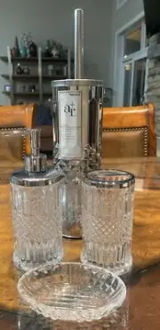 Allen Roth Soap Pump & Toothbrush Holder Set Toilet Brush Dish Moira LOT Chrome
