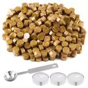 300 Pcs Octagon Sealing Wax Beads with 3 Pcs Tea Candles and 1 Pcs Wax Melting S