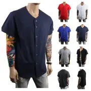 Men Baseball T-Shirt Cotton Jersey Plain Solid Sports Team Raglan Tee S-3XL