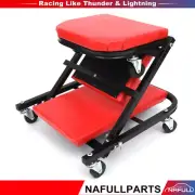 300Lbs 6 Wheel Foldable Mechanics Z Creeper Seat Rolling Chair Garage Work Stool