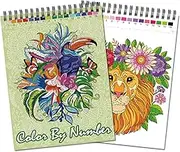 Jadeso Colour by Numbers Adult Colouring Book, Colouring Book for Adult Relaxation, Adult Colouring Book for Women, 30 Pages of Animals Patterns with Top Spiral Bound, Colour by Numbers for Adults, A4 Size with Cardboard