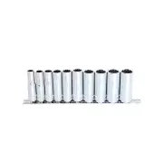SP Tools 10Pcs 1/4" Drive Deep Socket Rail Set - 12 Point Metric Cr-V Steel