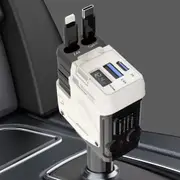 4IN1 Retractable Car Charger USB Type C Cable For Phone PD Fast Charge Adapter White