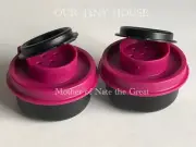 Tupperware Smidget Salt and Pepper Shakers Spice Mini Travel Pink Plum & Black