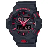 在飛比找momo購物網優惠-【CASIO 卡西歐】G-SHOCK火焰紅配色雙顯錶(GA-