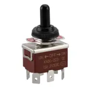 Metal Toggle Switch DPDT Momentary 3 Position (ON)/OFF/(ON) 250VAC 15A 6 Tab