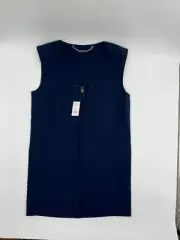 White House Black Market Navy Open Front Long Tux Vest Blazer Modern Classic sz0
