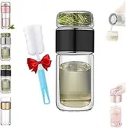 Infusifie Tea Infuser,Infusible Tea Maker,Glass Tea Infuser,Glass Tea Infuser Bottle,Loose Leaf Tea Steeper Glass,Portable Tea Infuser Tumbler,Portable Tea Water Separation Tea Cup (500ml,Black)