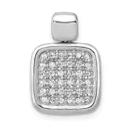 Solid 14k White Gold 1/2ct. Simulated CZ Fancy Square Pendant