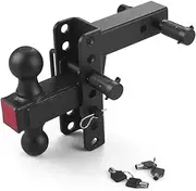 Adjustable Trailer Hitch -Drop Hitch-Tow Hitch with 2.5 inch Receiver-6inch Drop/Rise, 2" & 2-5/16" Ball Hitches for Trucks, 22,000 LBS GTW, Trailer Hitches with Anti-Theft Pin