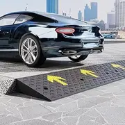 MAEEHDNKM Portable Driveway Ramps, Rubber Wheelchair Curb Ramps, Heavy Duty Automotive Ramp, 2" 4" 6" Rise Threshold Ramp for Doorway Garage Sidewalk(95x30x12 cm(37"x11.8"x4.7"))