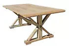 BORDEAUX RUSTIC DINING TABLE RECLAIMED ELM WITH CRISS-CROSS LEGS NATURAL 240CM