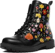 [AWSOLE] Women's Stylish Ankle Boots Mushroom Printed Gift Lightweight Comfort Waterproof Casual Fashion Winter Combat Booties