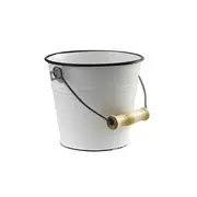 Urban Style Enamelware 1L Ice Bucket Storage Cooler w/ Wire Handle/Black Rim WHT