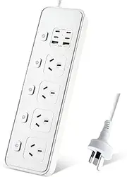 Power Strip with USB Ports, 1.8M Extension Cord Outlet Extender with 4 AC Outlets, 4 USB C Ports, 2 USB A Ports, Surge Protector Desktop USB Charging Station