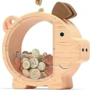 Wooden Money Bank, Unbreakable Wood Coin Bank, Pig-Shaped Money Savings Box, Cute Money Bank for Boys and Girls, Creative Saving Money Jar for Home Decor
