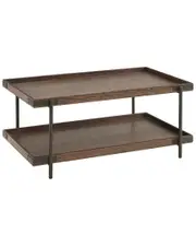 Alaterre Kyra 42In Oak & Metal Coffee Table With Shelf