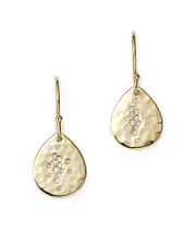 Ippolita 18K Yellow Gold Stardust Crinkle Diamond Teardrop Earrings OS