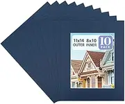 Golden State Art, Pack of 10, 11x14 for 8x10 Color Picture Photo Mat -White-core, Acid-Free - Great for Frames, Artwork, Prints, Pictures, Dignity Blue