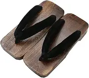 [KUNANG] Men's Wooden Clogs Sandals, Japanese Wood Geta, Geta Slippers, Japanese Traditional Geta Wooden Clogs Sandals Geta Wide Sole Flip Flops