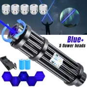 10Watt Adjustable Blue Burning Laser Pointer Visible Dot Torch Light 2 Battery
