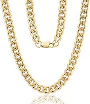[XIANNVXI] Cuban Link Chain for Men Women Silver Gold Black Mens Link Chain Necklace Stainless Steel Chain 20In Mens Jewelry