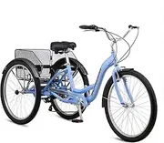 [Schwinn] Meridian Adult Tricycle Bike, Mens and Womens Three Wheel Beach Cruiser, 26-Inch Wheels, Low Step-Through Frame, Wide Seat, Rear Folding Basket, 7-Speed, Periwinkle