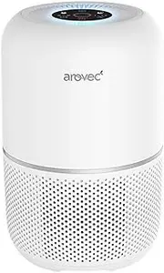 AROVEC Air Purifier Smart True HEPA Filter, Air Cleaner for Allergies, Pets, Pollen, Dust, Odour Eliminators for Bedroom, Smart Air Quality Sensor, 2-Yr Warranty, AV-P300, White.