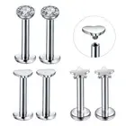 Fashion Stainless Steel Helix Lip Nail Shiny Zircon Lip Stud Piercing Jewelry