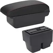 Car Armrests Armrest Box Fit for Ford Fiesta MK7 Car Armrest 2009-2017 Storage Box Interior Details Accessories Easy Installation Console Armrest(C1 Black red NO USB)