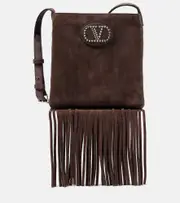 [Valentino Garavani] Valentino Garavani Nellcôte fringed suede crossbody bag One Size brown